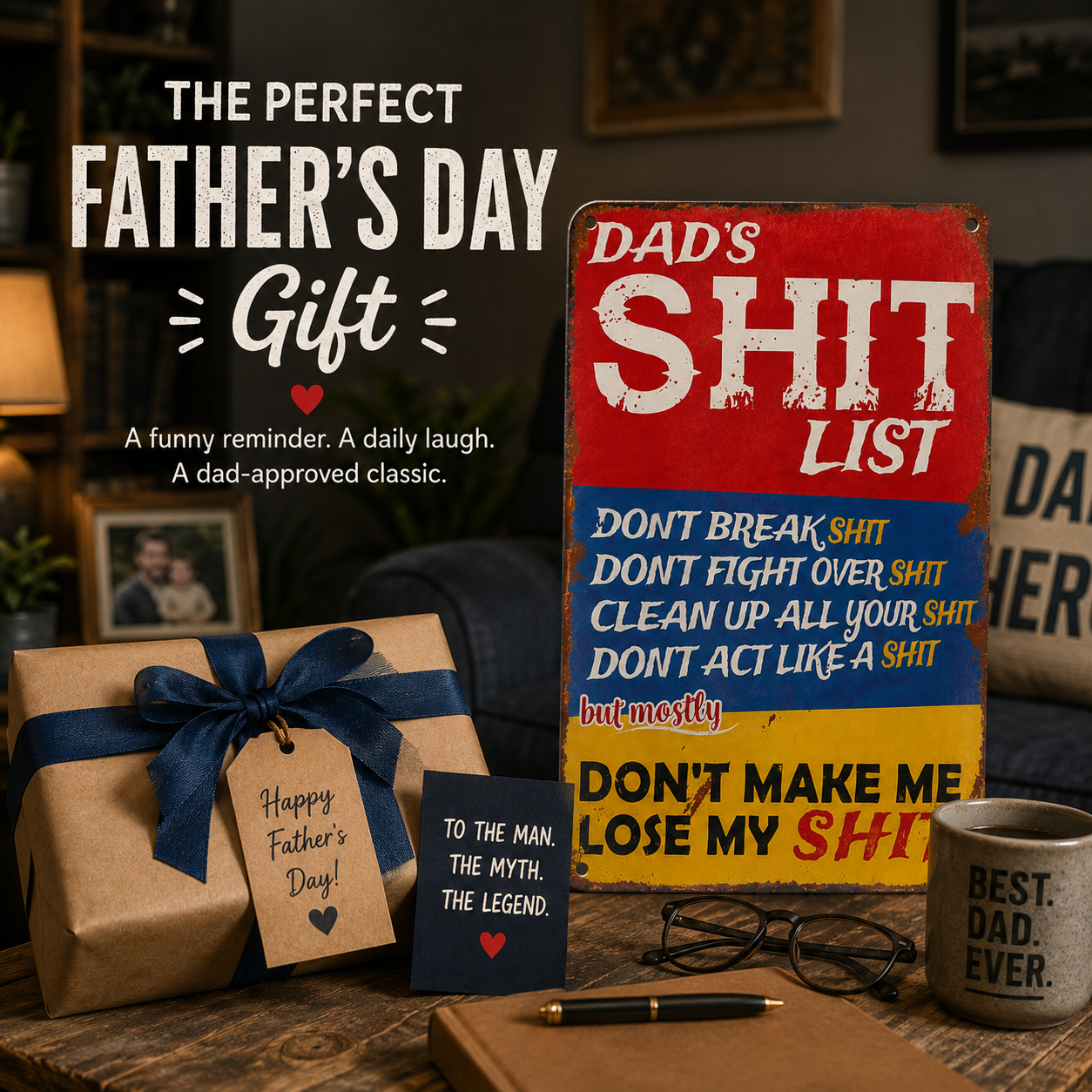 🔥Father's Day 49% OFF - Vintage "Dad's Shit List" Aluminum Tin Sign🤣