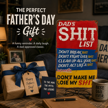 🔥Father's Day 49% OFF - Vintage "Dad's Shit List" Aluminum Tin Sign🤣