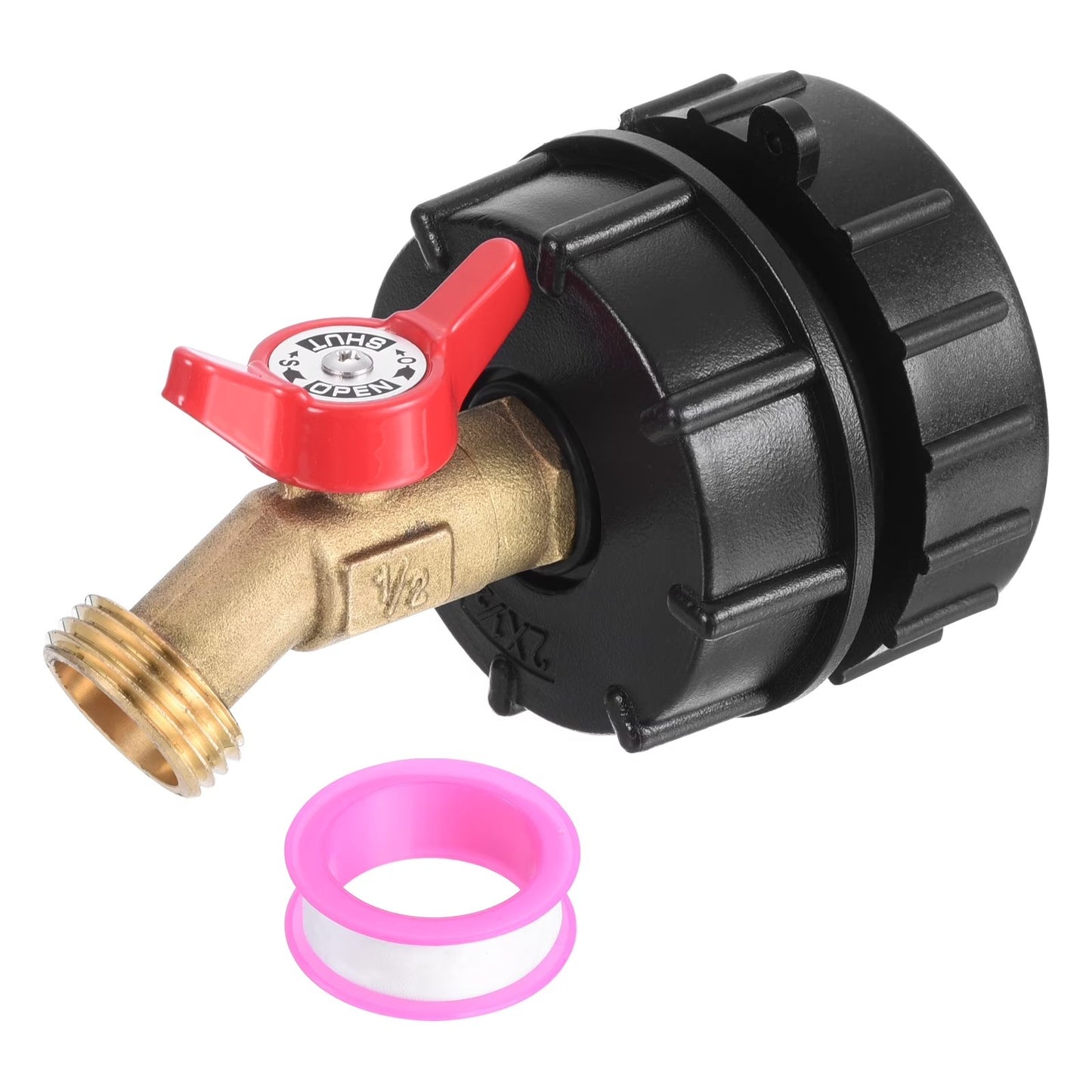 🔥LAST DAY 49% OFF - 🛠️💧275-330 Gallon IBC Tote Tank Adapter - 2.44" Fine Thread, 1/2" NPT × 3/4" GHT Male Fittings with Garden Hose Quick Connector