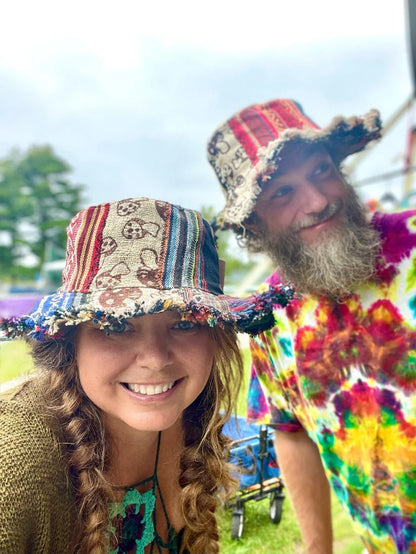 🔥Last Day 55% OFF - 🍄🎩Patchwork Multicolored Mushroom Hemp Hat with Hidden Pocket Fedorahats