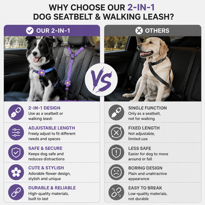 🔥BUY 1 GET 1 FREE 🎁2-in-1 Dog Car Seat Belt & Walking Leash