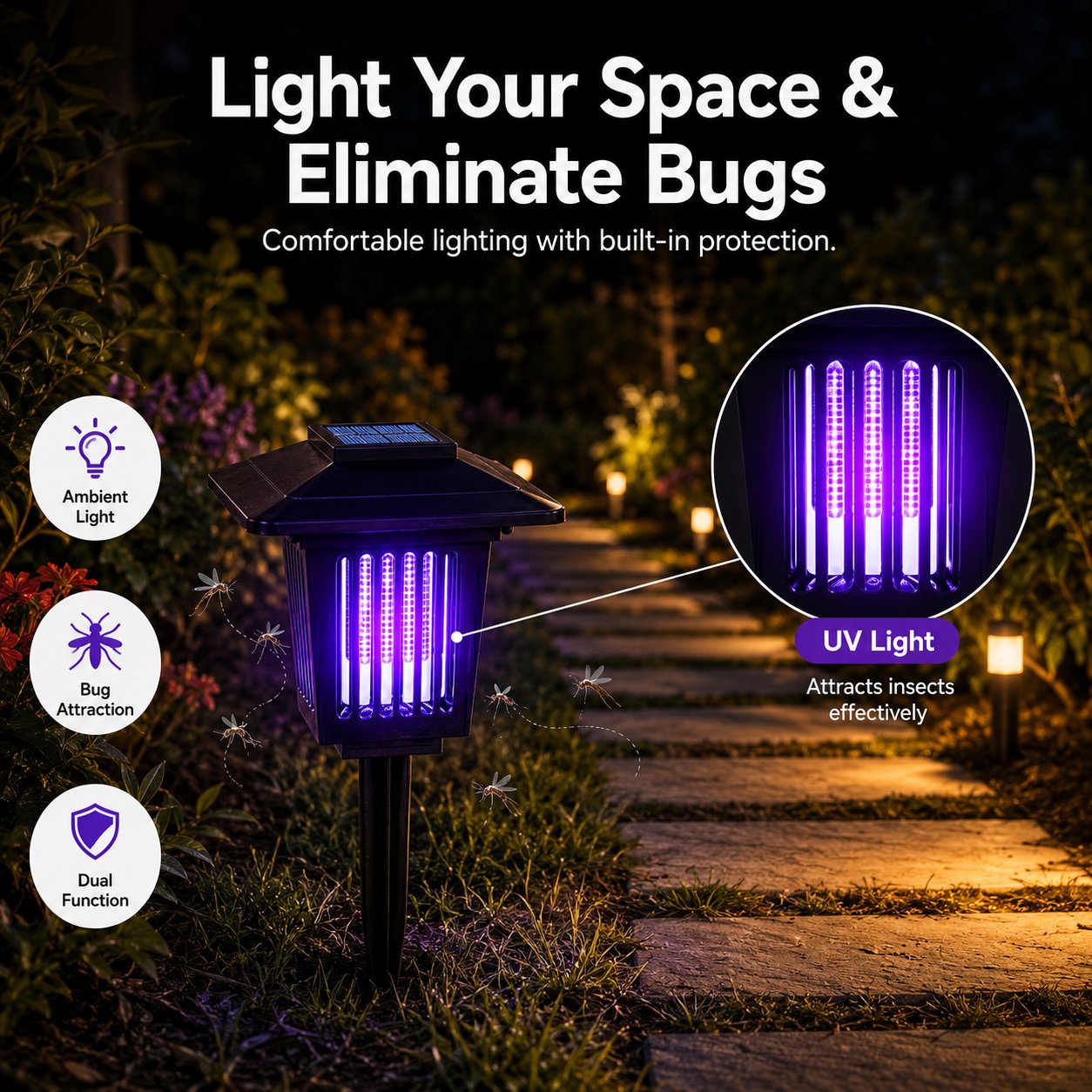 ⚡Summer Hot Sale 49% OFF🔥Solar Mosquito Zapper Light – Outdoor Garden Stake Lamp