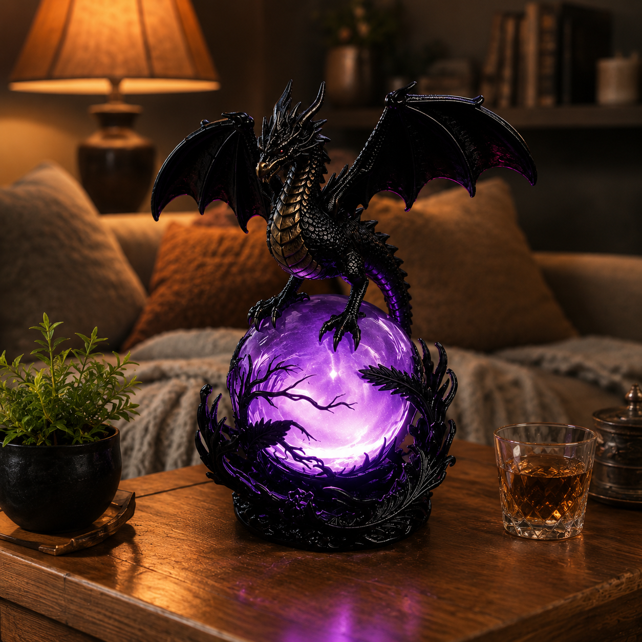🎁 FREE SHIPPING 🔮Gothic Dragon LED Crystal Ball Lamp for Dark Aesthetic Decor