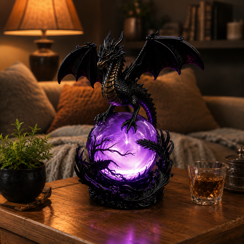 🎁 FREE SHIPPING 🔮Gothic Dragon LED Crystal Ball Lamp for Dark Aesthetic Decor