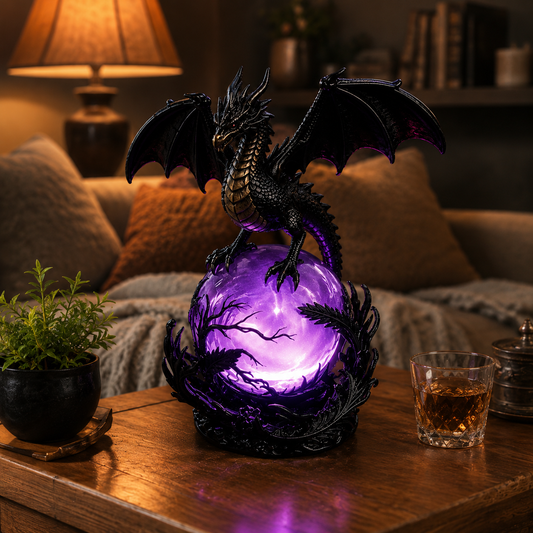 🎁 FREE SHIPPING 🔮Gothic Dragon LED Crystal Ball Lamp for Dark Aesthetic Decor