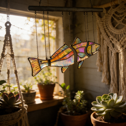 🔥Handcrafted Stained Glass Red Drum-The Illusion of Swimming