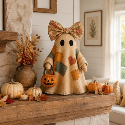 👻✨Lighted Vintage Patchwork Ghost