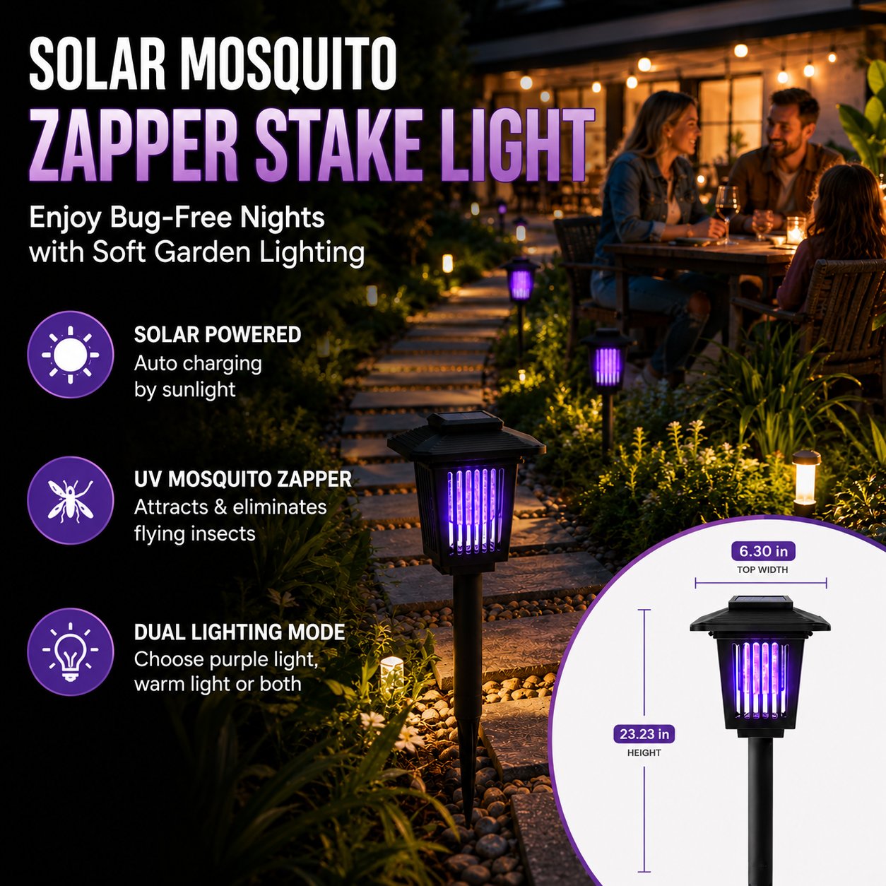 ⚡Summer Hot Sale 49% OFF🔥Solar Mosquito Zapper Light – Outdoor Garden Stake Lamp