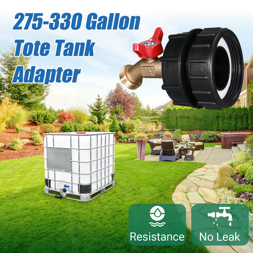 🔥LAST DAY 49% OFF - 🛠️💧275-330 Gallon IBC Tote Tank Adapter - 2.44" Fine Thread, 1/2" NPT × 3/4" GHT Male Fittings with Garden Hose Quick Connector