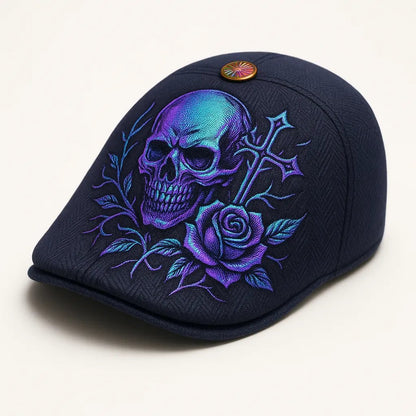 🔥Last Day 50% OFF 💀Handcrafted Skull & Thorn Flat Cap