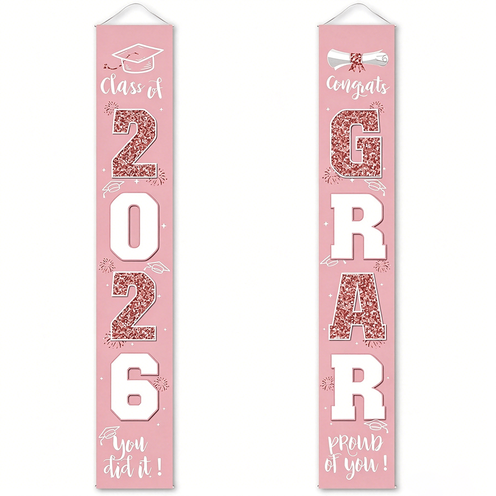 🔥LAST DAY 50% OFF - 🎓Class of 2026 Graduation Banner | Congrats Grad Front Door Porch Decor for Graduation Party (✨Set of 2)