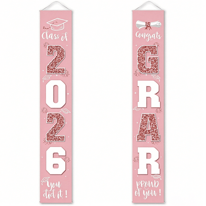 🔥LAST DAY 50% OFF - 🎓Class of 2026 Graduation Banner | Congrats Grad Front Door Porch Decor for Graduation Party (✨Set of 2)
