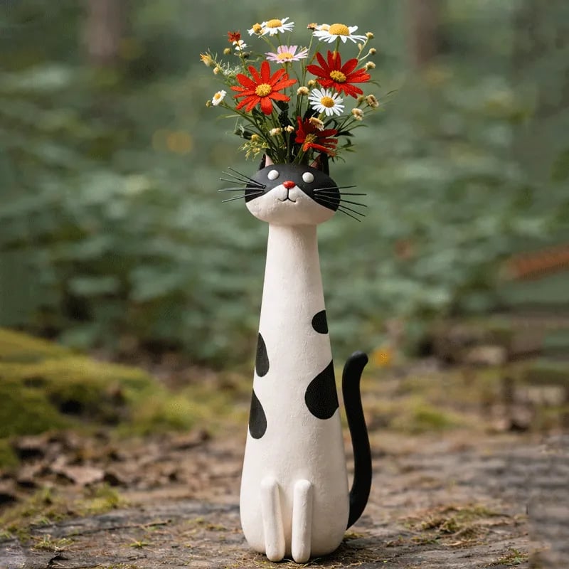 🔥 😻Handcrafted & Hand-Painted Quirky Ceramic Cat Vase