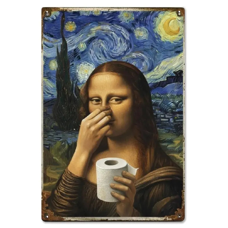 🚽 Renaissance Lady Holding Nose Bathroom Canvas Art