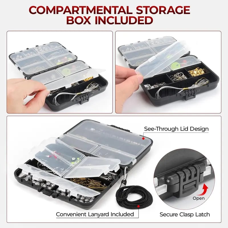 🐟 MadBite by KastKing 400PCS Fishing Tackle Kit – Professional Freshwater Rigging Set – Waterproof Box Included – Expert-Level Hooks & Jig Heads 🎣