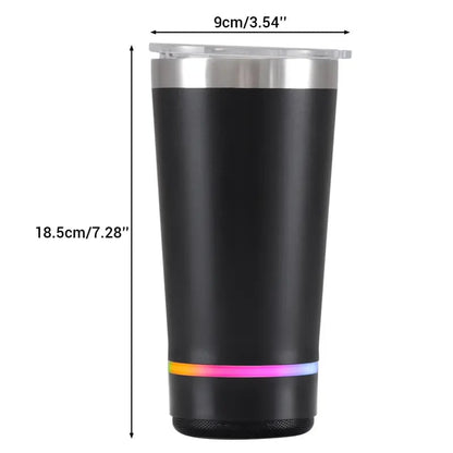 🎧 Bluetooth Speaker Tumbler – 16oz Double-Wall Stainless Steel with LED Glow