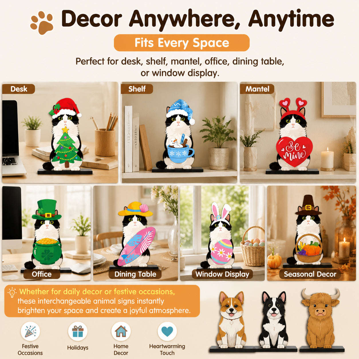 ✨Cute Animal-Themed Wooden Desktop Ornaments 🐱🐶
