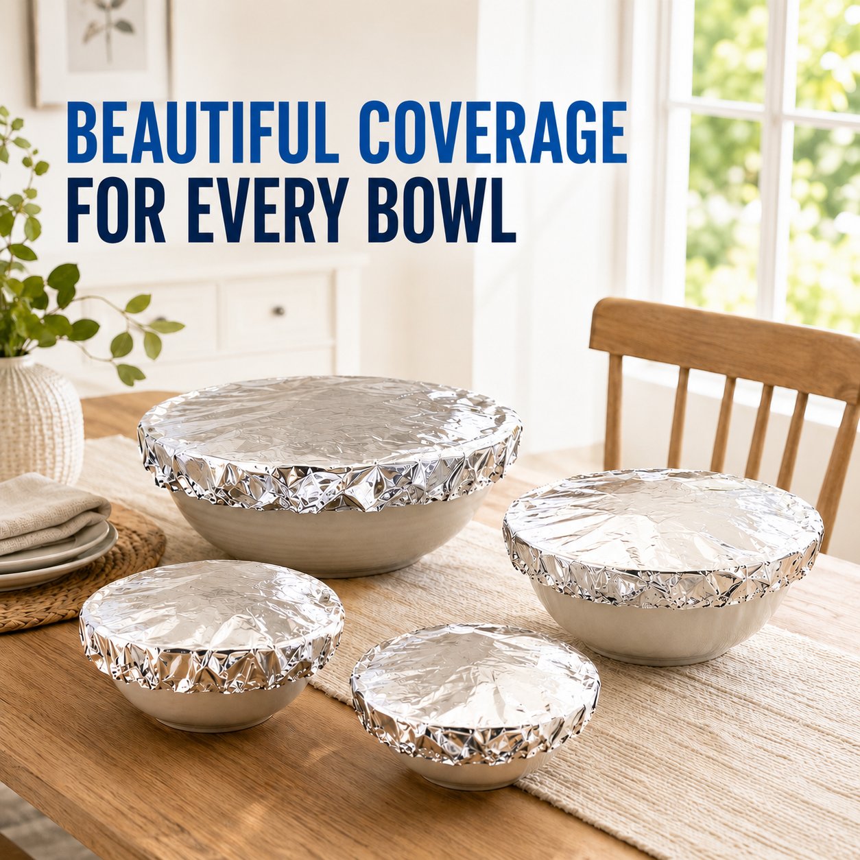 🍽️Universal Stretchable Aluminum Food Covers – Reusable Microwave-Safe Lids