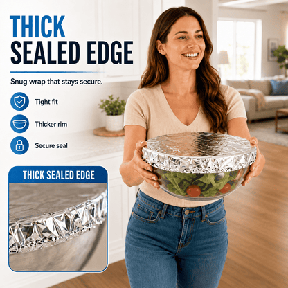 🍽️Universal Stretchable Aluminum Food Covers – Reusable Microwave-Safe Lids