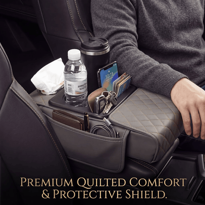 🚗 5-in-1 Luxury Car Center Console Organizer - Universal Fit Armrest Mat & Storage