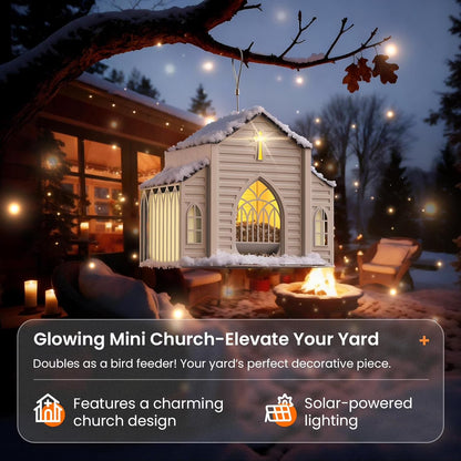 🔥2026 Mother's Day Gifts🎁 Church-Shaped Metal Bird Feeder with Solar Light