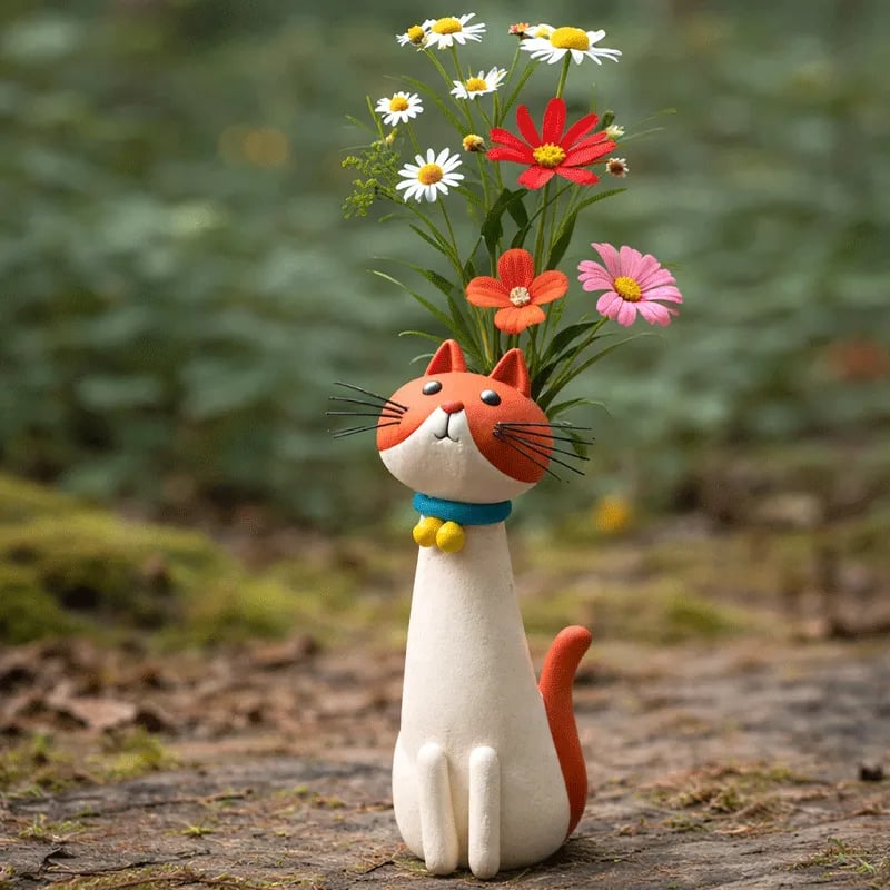 🔥 😻Handcrafted & Hand-Painted Quirky Ceramic Cat Vase