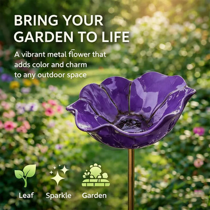 💖Garden Flower Bird Waterer🎁Handmade Metal Flower Garden Stake🐦