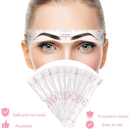 💖Eyebrow Stencil Kit for Women✨12 Reusable Styles with Head Strap & Razor