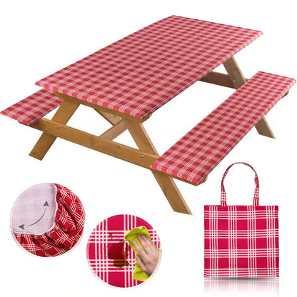🧺 Stretch Picnic Tablecloth Set | Includes Bench Covers + Storage Bag 👜