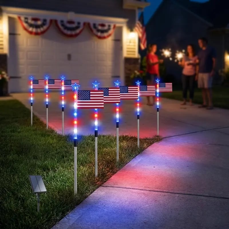🇺🇸✨8 Solar American Flag Pathway Lights for 250th Independence Celebration