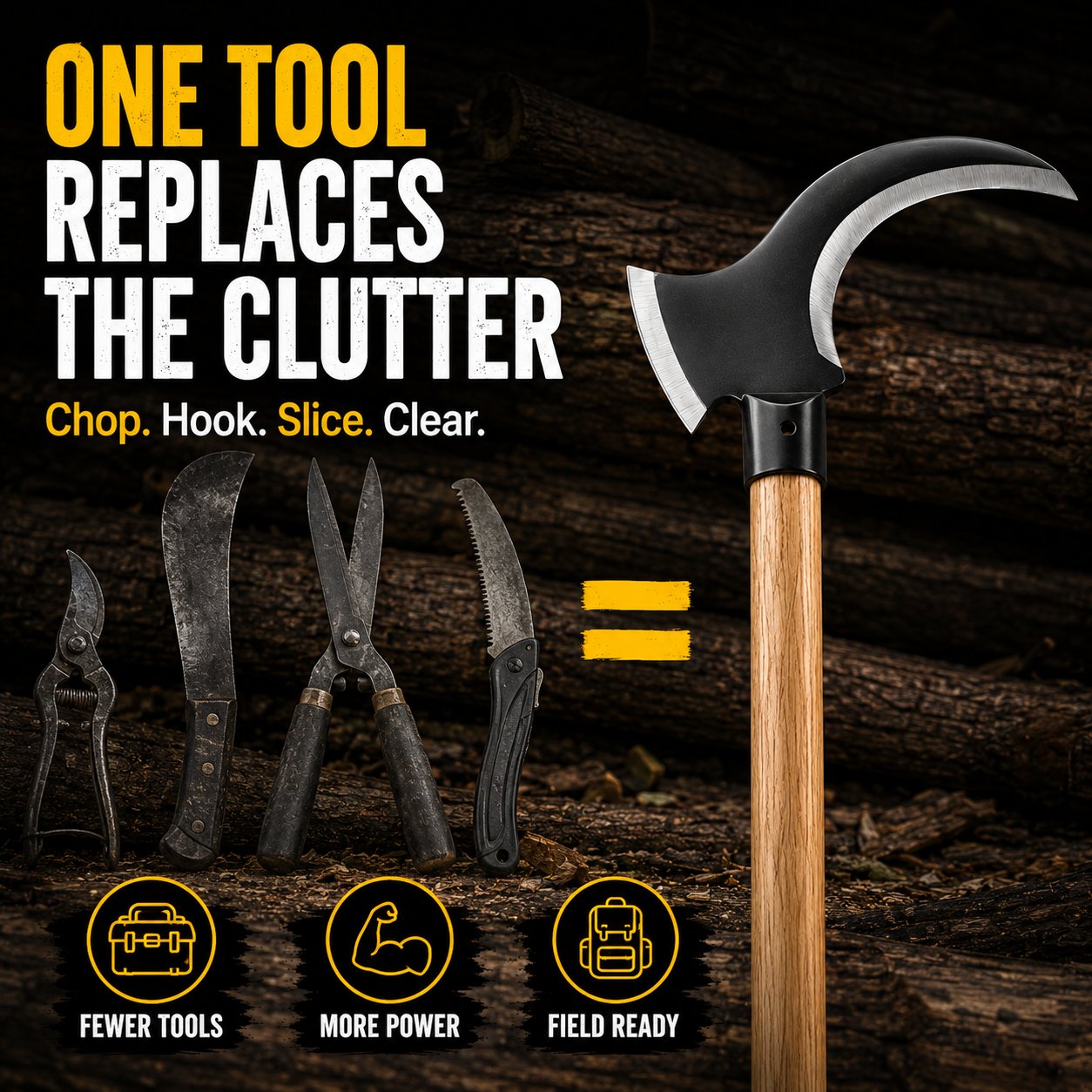 ✨ Tactical Dual-Head Clearing Axe & Sickle