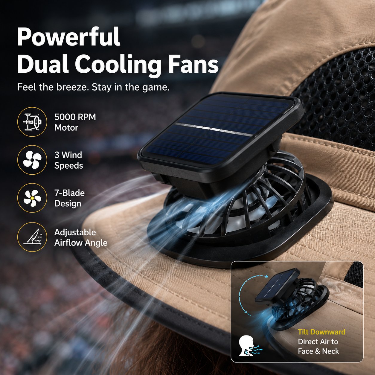 🔥Father's Day Best Sellers ☀️2026 New Three Solar Fan Outdoor Cooling Fan Hat
