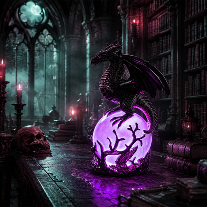 🎁 FREE SHIPPING 🔮Gothic Dragon LED Crystal Ball Lamp for Dark Aesthetic Decor