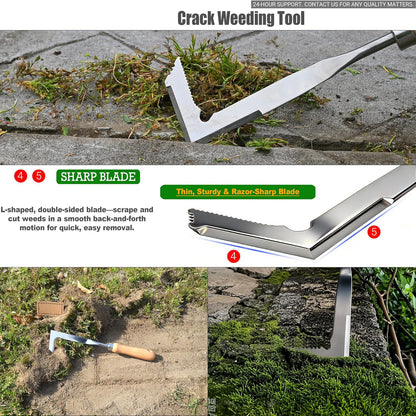 🌱 L-Shaped Stainless Steel Crevice Weeding Tool