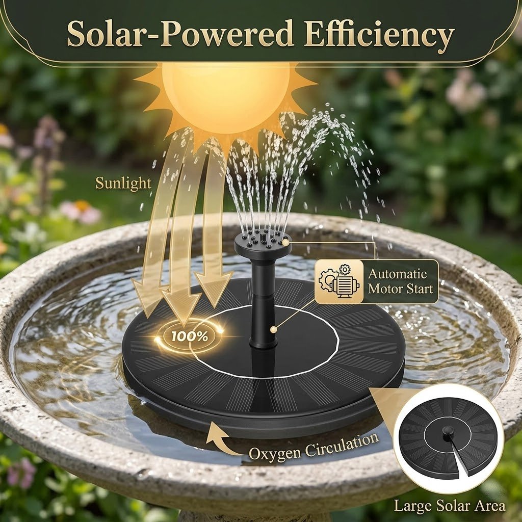 Hot Sale🔥⛲ Solar Fountain, Solar Powered Bird Bath Fountain Pump(Buy 2 Free Shipping)