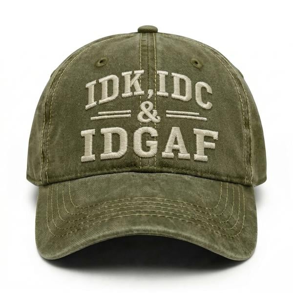 IDK, IDC, IDGAF 😮‍💨Adjustable Vintage Washed Baseball Cap | Your No-Fuss Daily Staple, Perfect Gift For Dad & Husband🎁