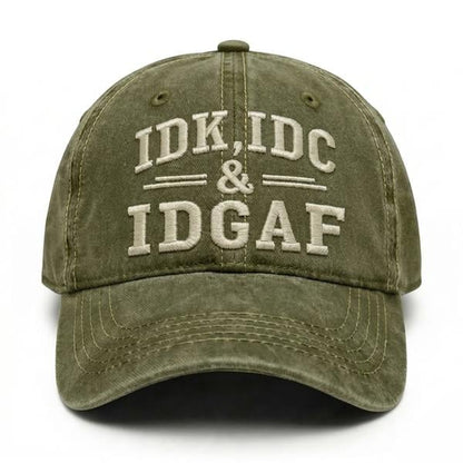 IDK, IDC, IDGAF 😮‍💨Adjustable Vintage Washed Baseball Cap | Your No-Fuss Daily Staple, Perfect Gift For Dad & Husband🎁