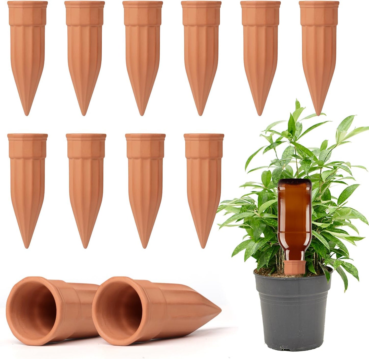🌿 Self-Watering Plant Stakes – Effortless Plant Care While You’re Away