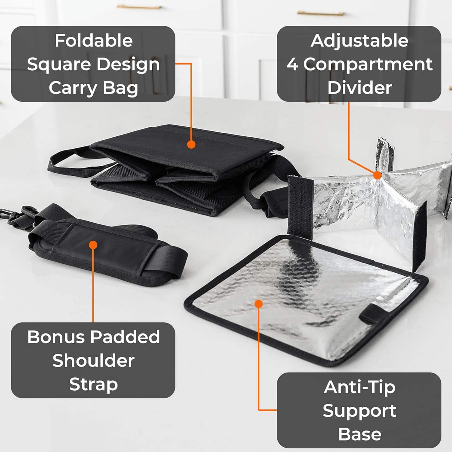 ☕Reusable Drink Carrier with Handle – Tip-Resistant 4 Cup Carrier with Shoulder Strap