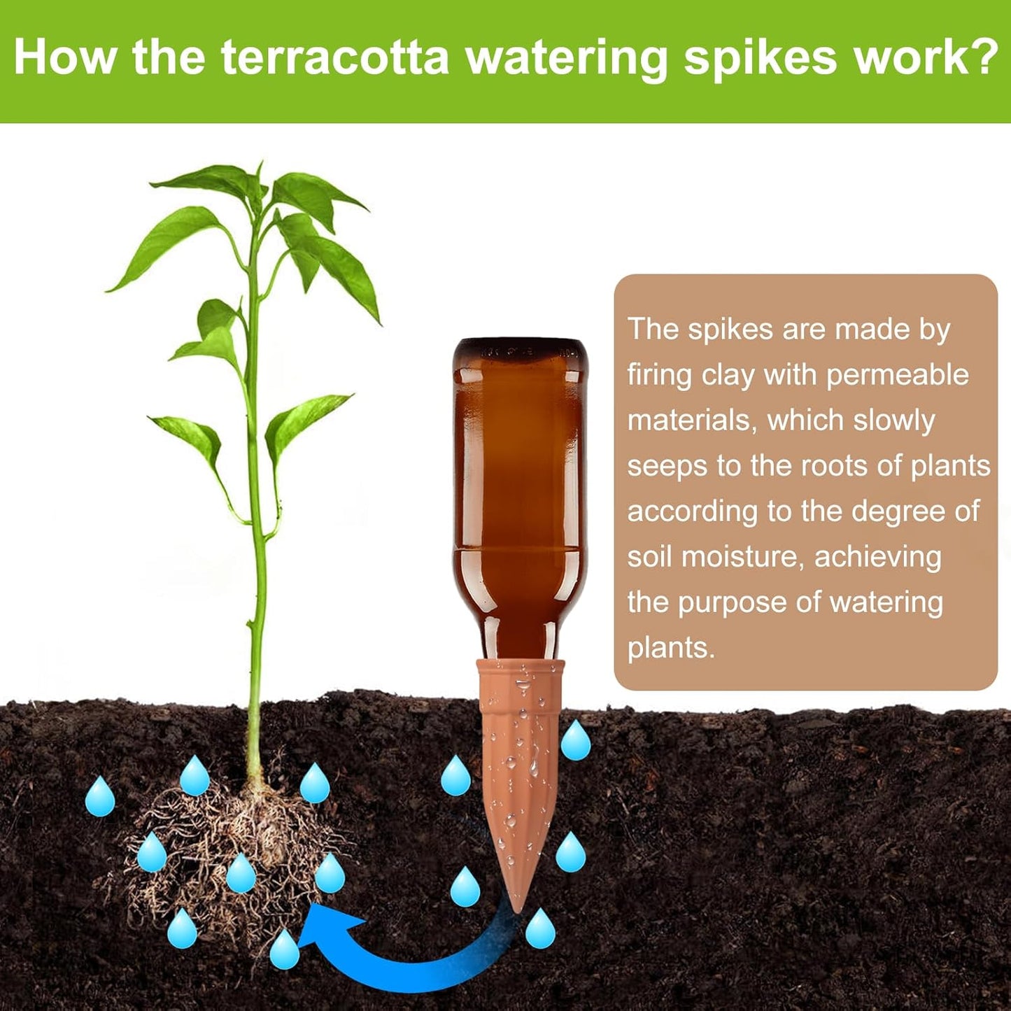 🌿 Self-Watering Plant Stakes – Effortless Plant Care While You’re Away