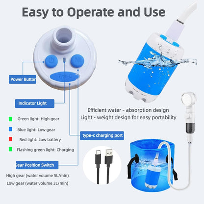 🚿 Stay Fresh Outdoors 49% OFF✨ Portable Camping Shower with Adjustable Flow