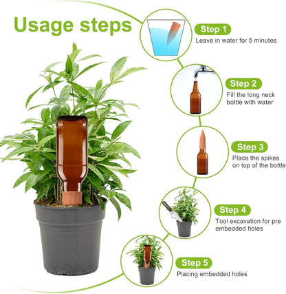 🌿 Self-Watering Plant Stakes – Effortless Plant Care While You’re Away