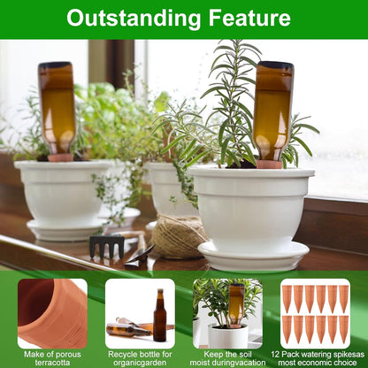 🌿 Self-Watering Plant Stakes – Effortless Plant Care While You’re Away
