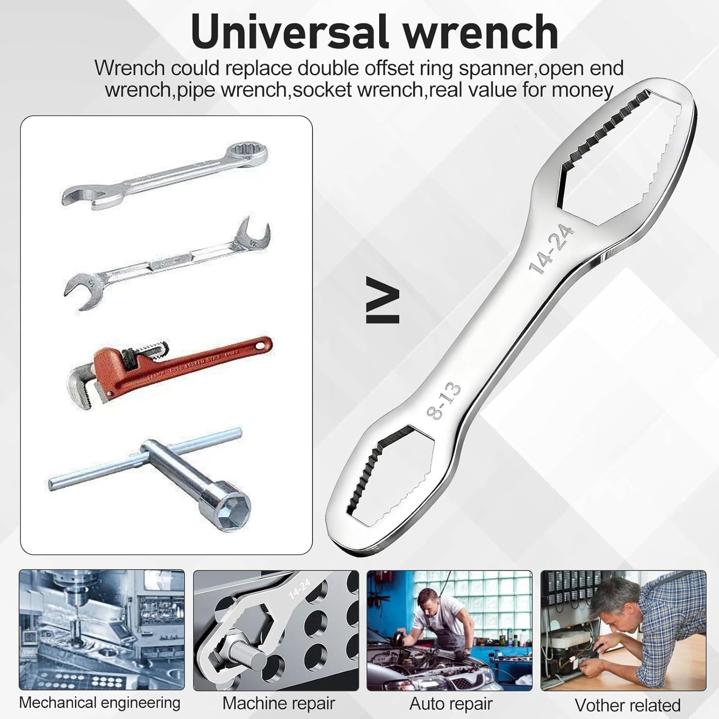 🔧 Universal Automotive Torx Wrench 8-24mm Self-Tightening