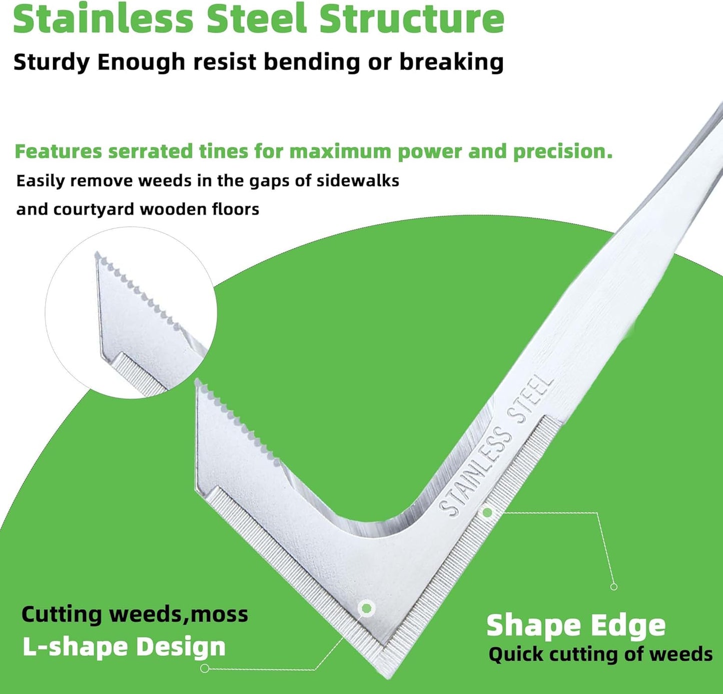 🌱 L-Shaped Stainless Steel Crevice Weeding Tool