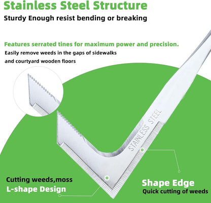 🌱 L-Shaped Stainless Steel Crevice Weeding Tool