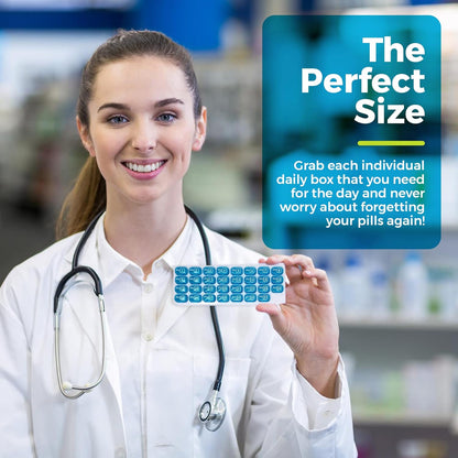 💊Monthly Pill Organizer with Lid - Arthritis-Friendly Easy-Open Lids 31 Removable Daily Pill Pods Date Reminder & Travel Case for Vitamins & Medications