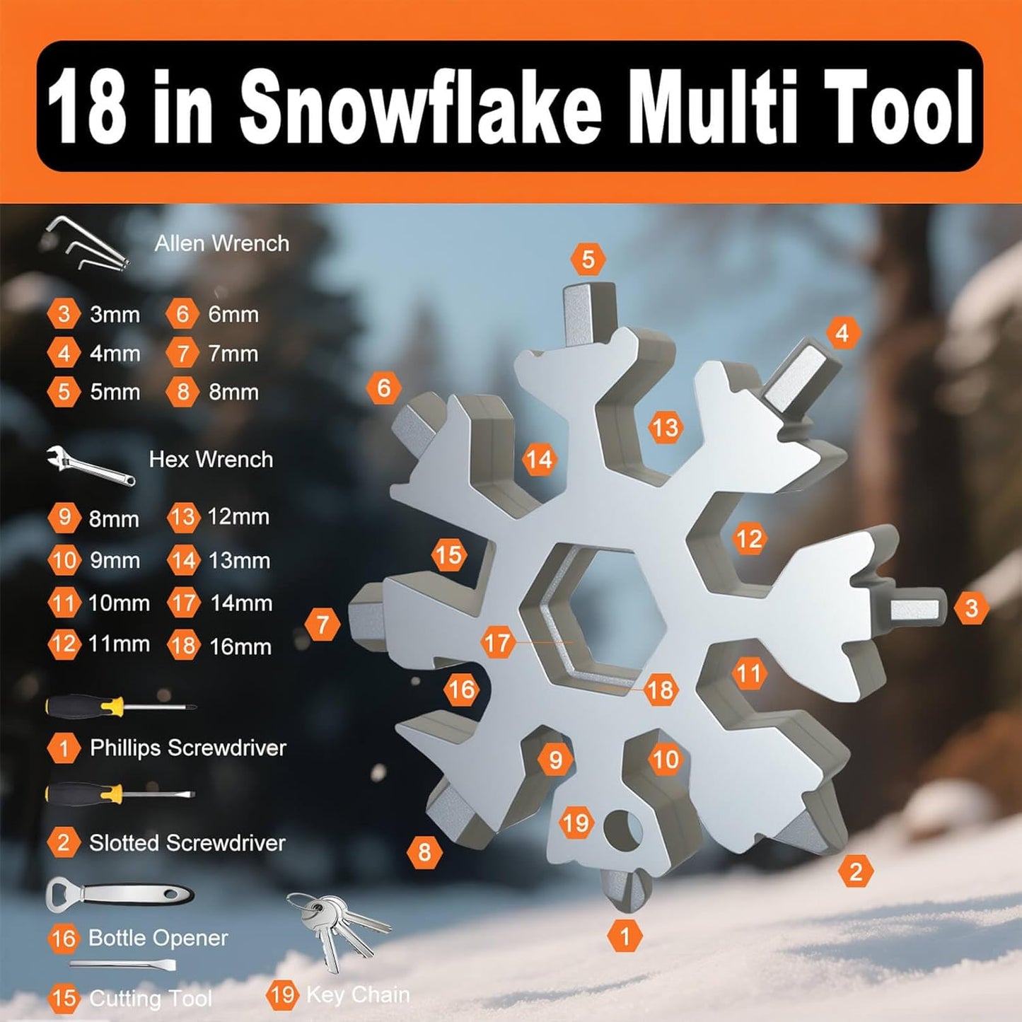 🛠❄️Stainless Steel Snowflake Multitool