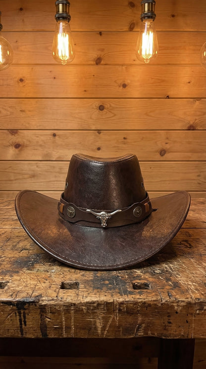 🔥Last Day 60% OFF🤠Daisy’s Premium Handcrafted Leather Cattleman Hat – Authentic Western Outback Style 🤠🌵