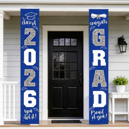 🔥LAST DAY 50% OFF - 🎓Class of 2026 Graduation Banner | Congrats Grad Front Door Porch Decor for Graduation Party (✨Set of 2)